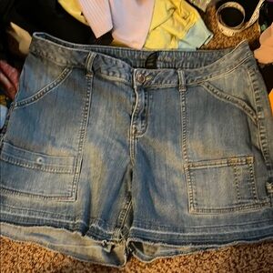 Lane Bryant Factory Distressed Release Hem Jeans Shorts